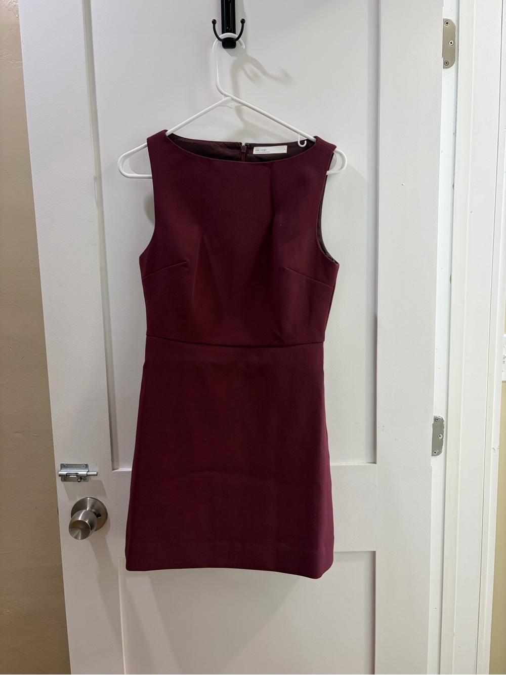 Boat neck Burgundy mini Dress